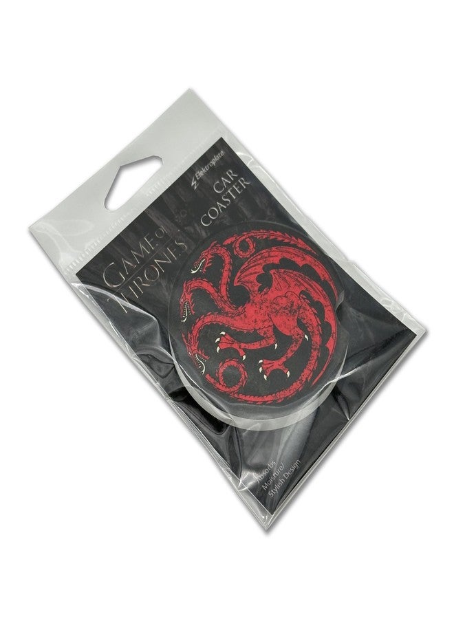 Elektroplate Officially Licensed Game of Thrones House Targaryen Red Dragon Auto Ceramic Coasters (2.6" Diameter) | Universal Fit Cars, Trucks, SUVs, and More | Absorbent Non-Slip Durable | Set of 2 - Image 4